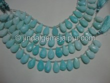 Blue Opel Faceted Pear Shape Beads